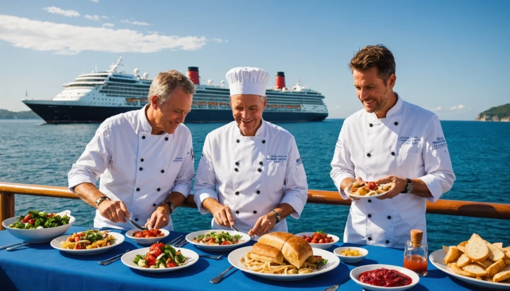 Gastronomie raffinée à bord avec chefs privés et produits frais locaux.